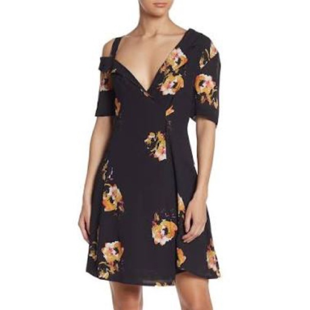 HP 🔥 A.L.C. Lucia Dress,A-line,Floral Print,Silk Cold Shoulder,NWT,Size 6 - Picture 3 of 13